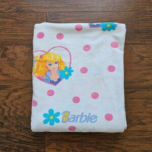 1991 Mattel Vintage Barbie Flat Bed Sheet Size Twin 100% Cotton Made In USA